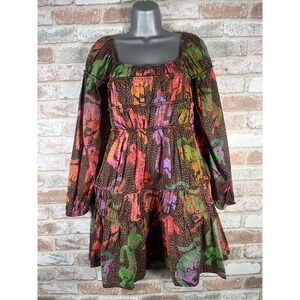 Farm Rio Wild Leopards‎ Black Mini Dress Sz XS